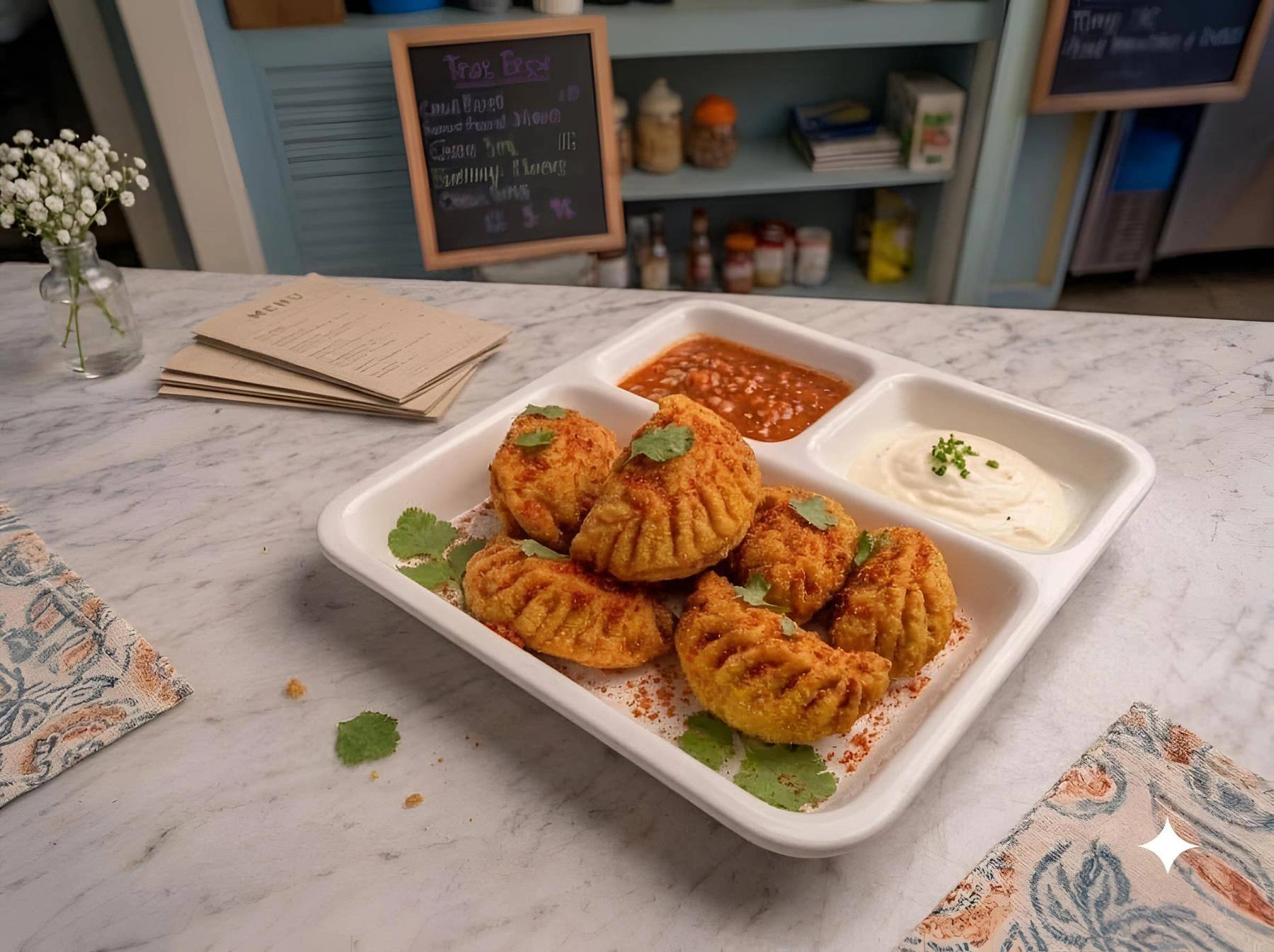Peri Peri Paneer Kurkure Momos [8 Pieces]